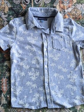 Andy & Evan Light Blue Palm-Print Button-Down Shirt